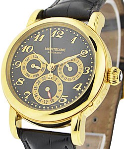 Meisterstuck Chronograph  in Yellow Gold On Black Leather Strap with Black Arabic Dial