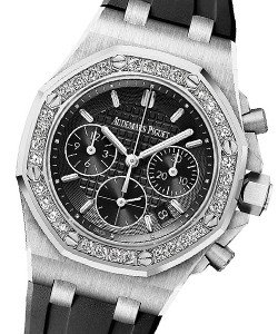Royal Oak Offshore Chronograph 37mm in Steel with Diamond Bezel on Black Rubber Strap with Black Dial