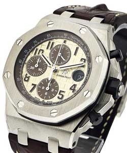Royal Oak Offshore Chronograph Safari On Brown Alligator Strap with Ivory Arabic Dial