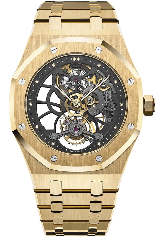 Royal Oak Tourbillon in Yellow Gold On Yellow Gold Bracelet with Skeleton Dial