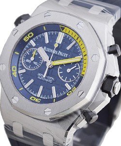 Royal Oak Offshore Diver Chronograph in Steel On Blue Rubber Strap with Blue  Dial - Yellow Accents