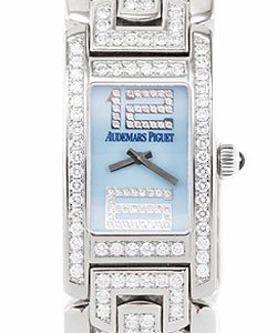 Promese in White Gold with Diamond Bezel on White Gold Bracelet with Blue Diamond Dial