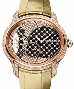 Millenary Ladies 39.5mm Manual in Rose Gold with Diamond Bezel On Gold Alligator Strap with Multicolor Diamond Dial