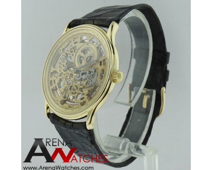 Classic in Yellow Gold On Black Alligator Strap with Skeleton Dial