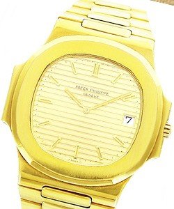 Jumbo Nautilus 3700/1J in Yellow Gold on Yellow Gold Bracelet with Champagne Dial
