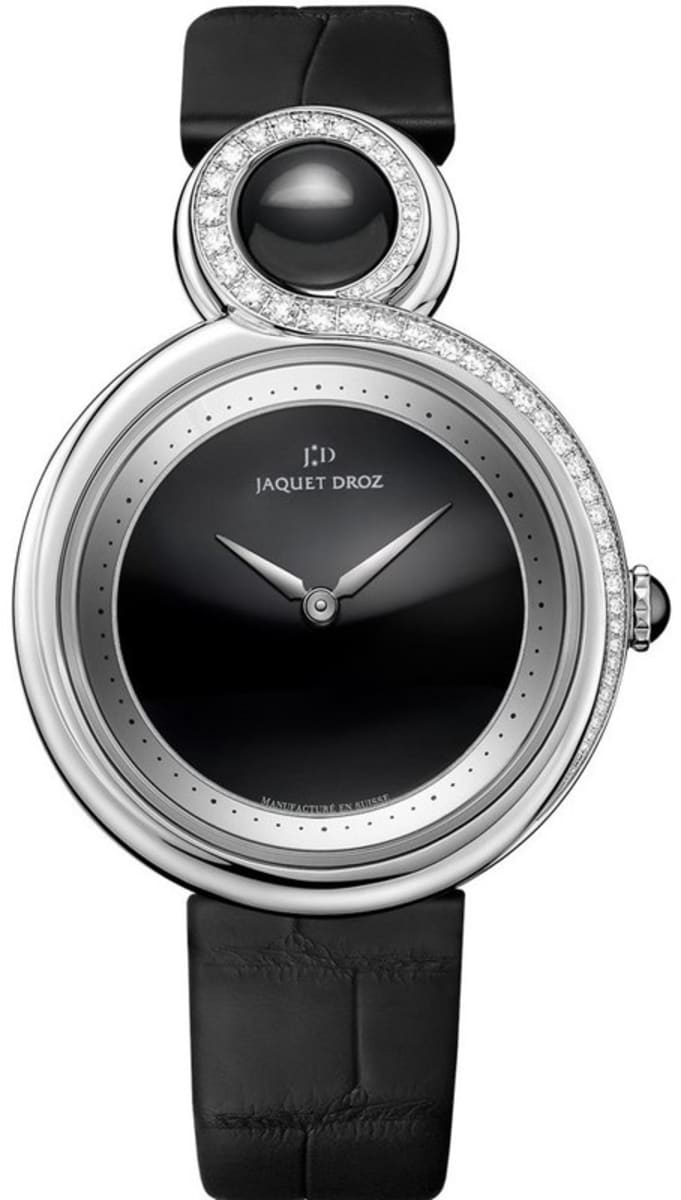 Lady 8 Ladies 35mm Automatic in Steel with Partial Diamonds on Bezel On Black Alligator Strap with Black Dial