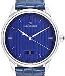 Grande Heure Minute Quantieme Automatic in Steel on Blue Alligator Leather Strap with Blue Dial