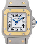 Santos Small in Steel and Yellow Gold On Steel and Yellow Gold Bracelet with White Roman Dial