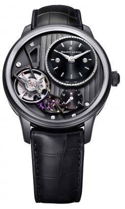Masterpiece Gravity Mens 43mm Automatic in Steel On Black Alligator Strap with Black Dial