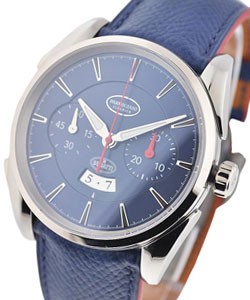 Bugatti Aerolithe Flyback Chronograph in Titanium with White Gold Bezel on Blue Calfskin Leather Strap with Blue Dial