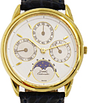 Complete Calendar Automatic in Yellow Gold On Black Allligator Leather Strap with White Dial
