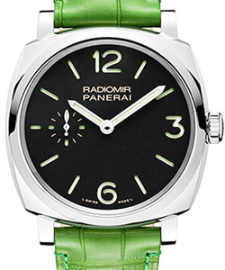 PAM 574 - Radiomir 1940 3 Days in Steel On Green Alligator Strap with Black Dial