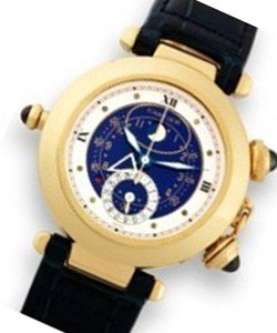Pasha Moon Phase w/Alarm Function  18KT Yellow Gold on Leather Strap