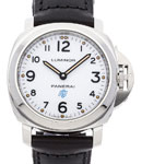 PAM 630 - Luminor Base Logo Acciaio in Steel On Black Alligator Strap with White Dial