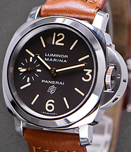 PAM 632 - Luminor Marina Logo Acciaio in Steel On Brown Calfskin leather Strap with Brown Dial