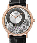 Altiplano Mens 38mm Manual in Rose Gold with Diamond Bezel On Black Alligator Strap with Grey Dial