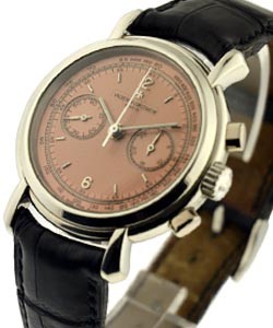 Les Historiques Manual Chronograph  Platinum Case with Salmon Dial on Strap with Silver Dial