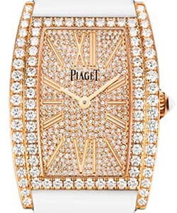 Limelight Tonneau in Rose Gold with Diamond Bezel on White Satin Strap with Pave Diamond Dial