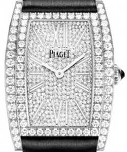 Limelight Tinneau in White Gold with Diamond Bezel on Black Satin Strap with Pave Diamond Dial
