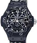 Big Bang Broderie  41mm Automatic in Black Ceramic On Black Rubber Strap with Black Carbon Fiber Dial