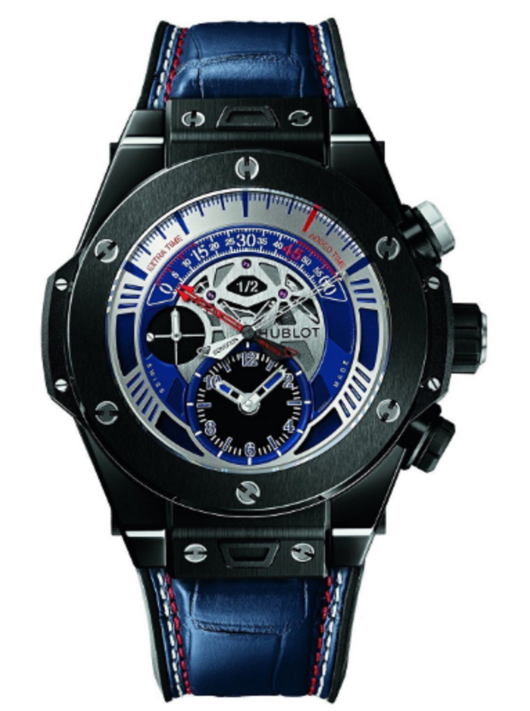 Big Bang Unico Ceramic Chronograph 45mm in Black Ceramic On Blue Alligator Strap with Blue Dial