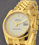 Midsize - 31mm - President - Yellow Gold - Fluted Bezel on Jubilee Bracelet with White Roman Dial