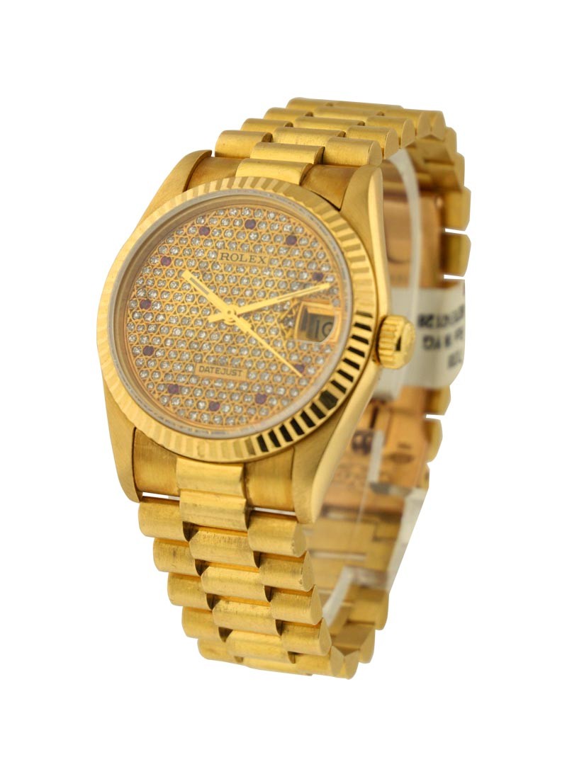 Pre-Owned Rolex Midsize 31mm President - Yellow Gold - Fluted Bezel