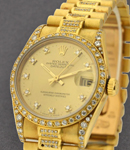 Midsize - 30mm President - Yellow Gold - Diamond Bezel on Custom Diamond Bracelet with Custom Champagne Diamond Dial