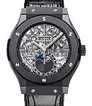 Classic Fusion Aerofusion in Black Ceramic on Black Alligator Strap with Skeleton Dial