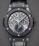 Classic Fusion Aerofusion in Black Ceramic on Black Alligator Strap with Skeleton Dial