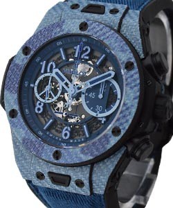 Big Bang Unico 45mm in Carbon Fiber Case on Blue Fabric Strap with Skeleton Dial