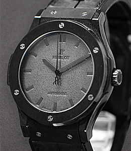 Classic Fusion 45mm in Black Ceramic On Black Rubber and Venezia Leather Strap with Black Dial