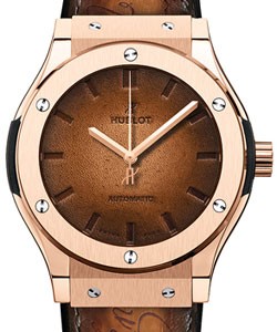 Classic Fusion 45mm in Rose Gold On Brown Leather Strap with Brown Dial