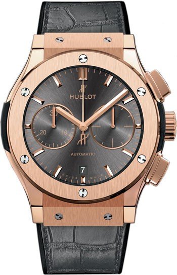 Classic Fusion Chronograph Racing Grey 45mm Automatic in Rose Gold on Black Alligator Leather Strap with Grey Dial