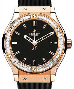 Classic Fusion 42mm Automatic in Rose Gold with Diamond on Black Rubber  Strap with Black Dial