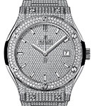 Classic Fusion 33mm Quartz in Titanium with Diamond Bezel On Titanium Diamond Bracelet with Pave Diamond Dial