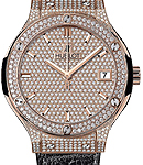 Classic Fusion 33mm Quartz in Rose Gold with Diamond Bezel On Black Alligator Strap with Pave Diamond Dial