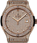 Classic Fusion 33mm Quartz in Rose Gold with Diamond Bezel On Rose Gold Diamond Bracelet with Pave Diamond Dial