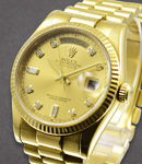 Day-Date President 36mm in Yellow gold with Fluted Bezel on President Bracelet with Champagne Diamond Dial