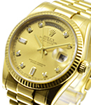 Day-Date President 36mm in Yellow gold with Fluted Bezel on President Bracelet with Champagne Diamond Dial