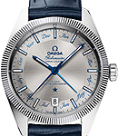 Globemaster Annual Calendar Mens 41mm Automatic in Steel On Blue Alligator Leather Strap with Silver Index Dial