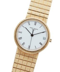 Calatrava 3802 Mens 34mm Automatic in Yellow Gold On Yellow Gold Bracelet with White Dial