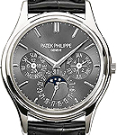 Ultra Thin Ref 5140P-017 Perpetual Calendar in Platinum on Black Alligator Leather Strap with Gray Dial