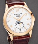 Annual Calendar 5396 in Rose Gold On Brown Alligator Leather Strap with Silver Opaline Dial