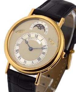 Classique Day Date Moonphase in Yellow Gold Yellow Gold on Strap with Silver Dial
