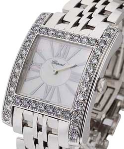 H Watch White Gold with Diamond Bezel White Gold on Strap with MOP Roman Dial 