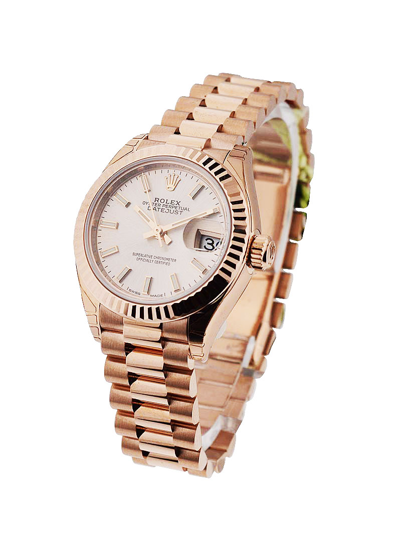 Rolex Unworn Datejust 28mm Automatic in Rose Gold with Fluted Bezel