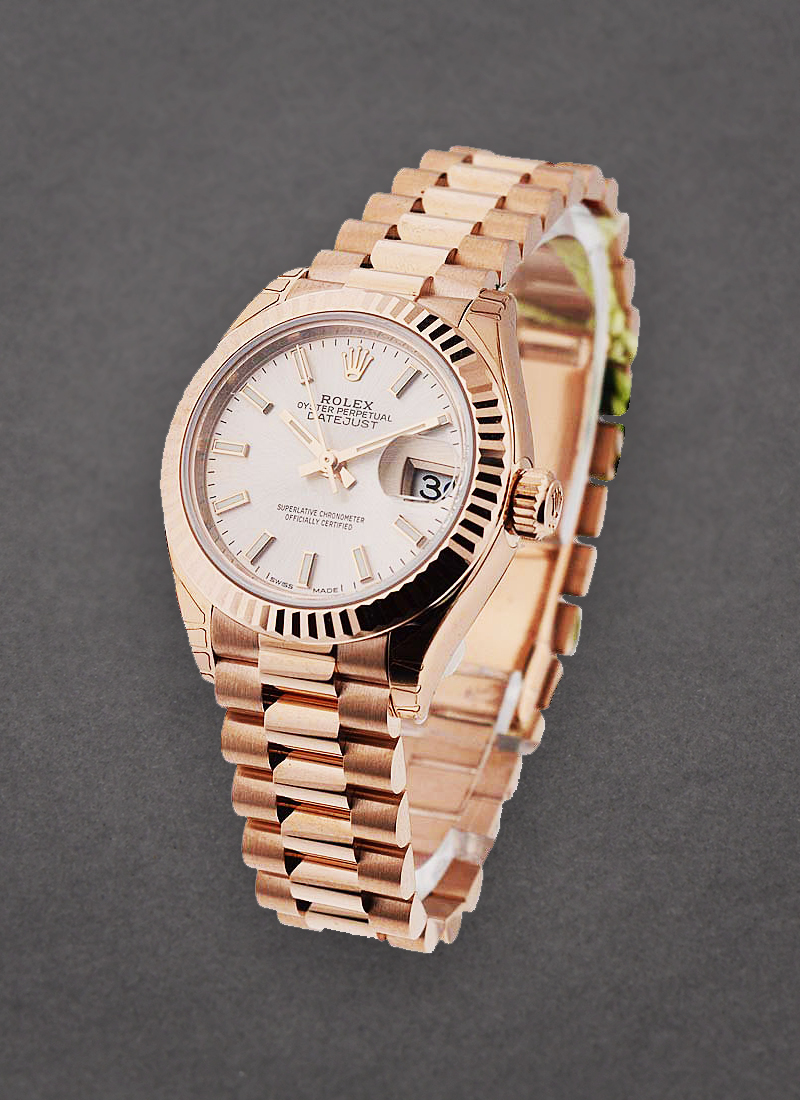 Rolex Unworn Datejust 28mm Automatic in Rose Gold with Fluted Bezel