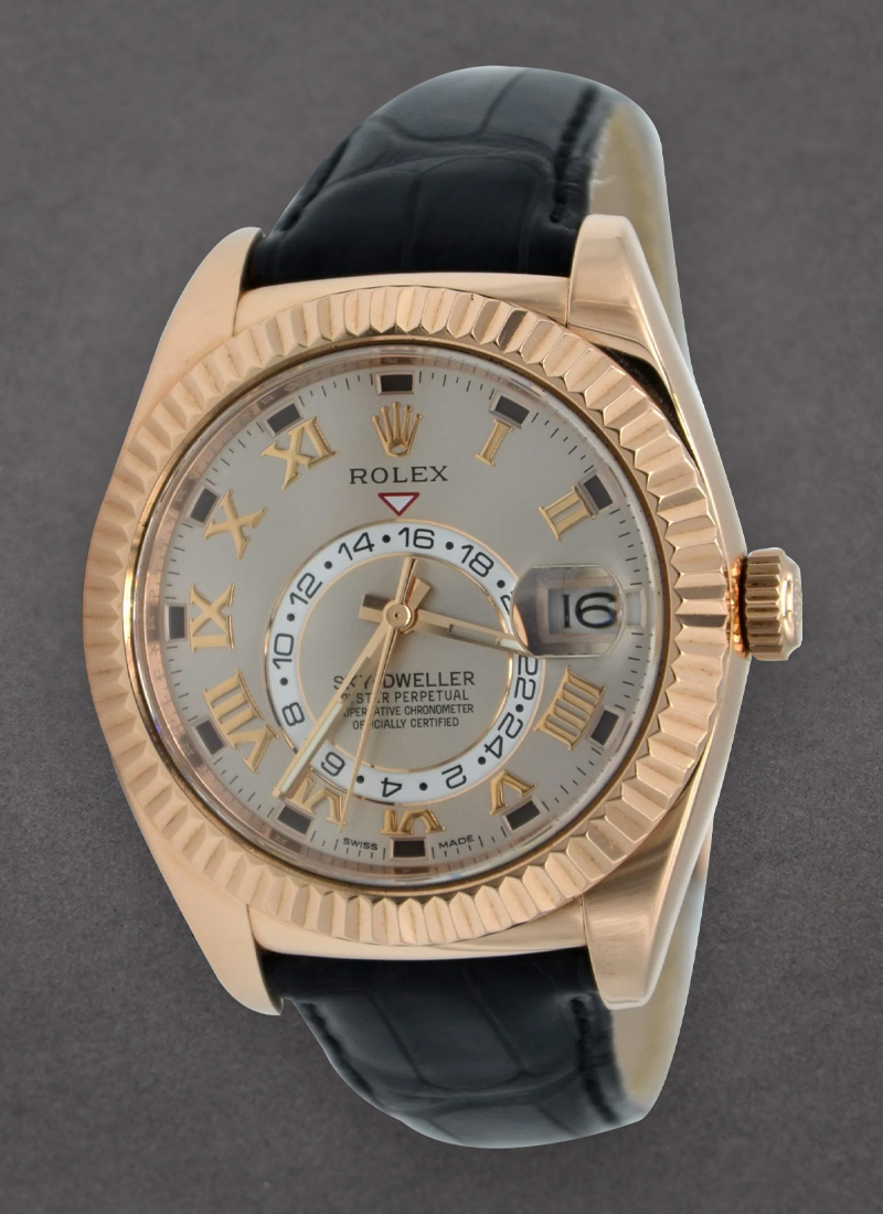 Pre-Owned Rolex Sky Dweller 42mm in Rose Gold with Fluted Bezel