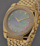 Cellini Cestello in Yellow Gold with Diamond Bezel on Bracelet with Black Mother of Pearl Diamond Dial